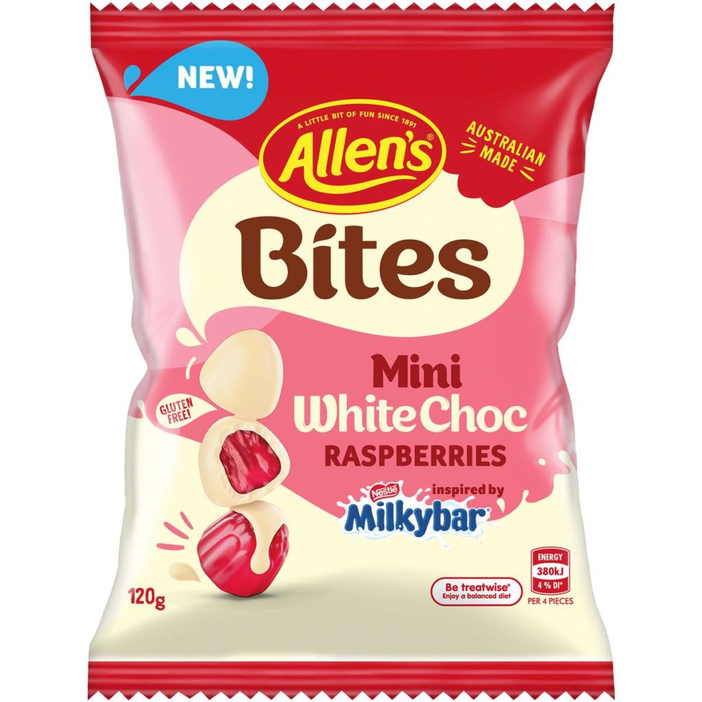Allen's Bites White Choc Mini Raspberries