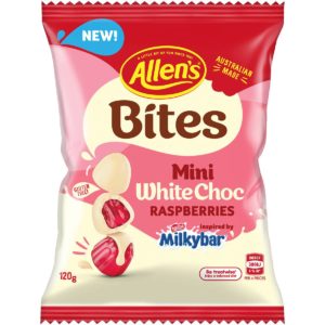 Allen's Bites White Choc Mini Raspberries