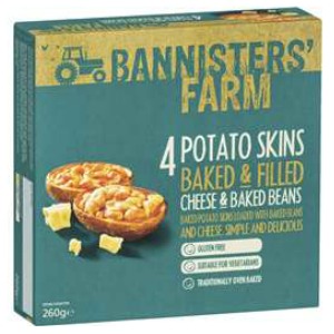 Bannisters' Farm Cheese & Baked Bean Potato Skins 260g