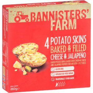 Bannisters' Farm Cheese & Jalapeno Potato Skins 260g