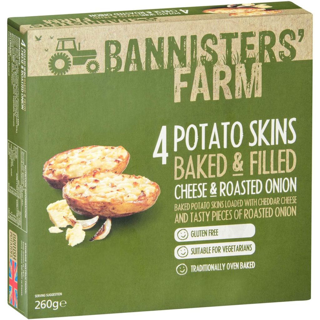 Bannisters' Farm Cheese & Roasted Onion Potato Skins 260g