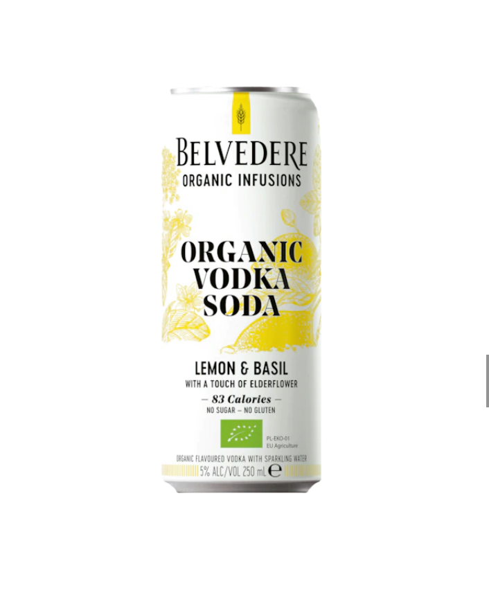 Belvedere Organic Vodka Soda Lemon & Basil 250mL