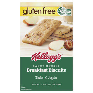 Kellogg's Baked Muesli Gluten Free Breakfast Biscuits With Date And Apple
