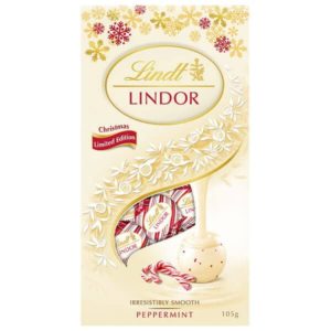Lindt Lindor White Peppermint Bag White Chocolate 105g