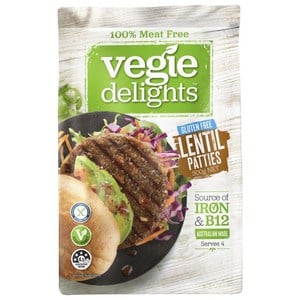 Vegie Delights Frozen Gluten Free Lentil Patties 4 pack