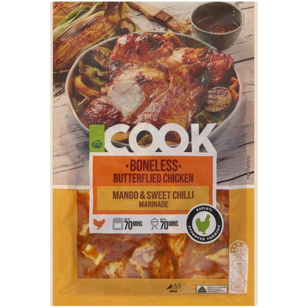 Woolworths Cook Boneless Butterflied Spiced Mango Glaze Chicken