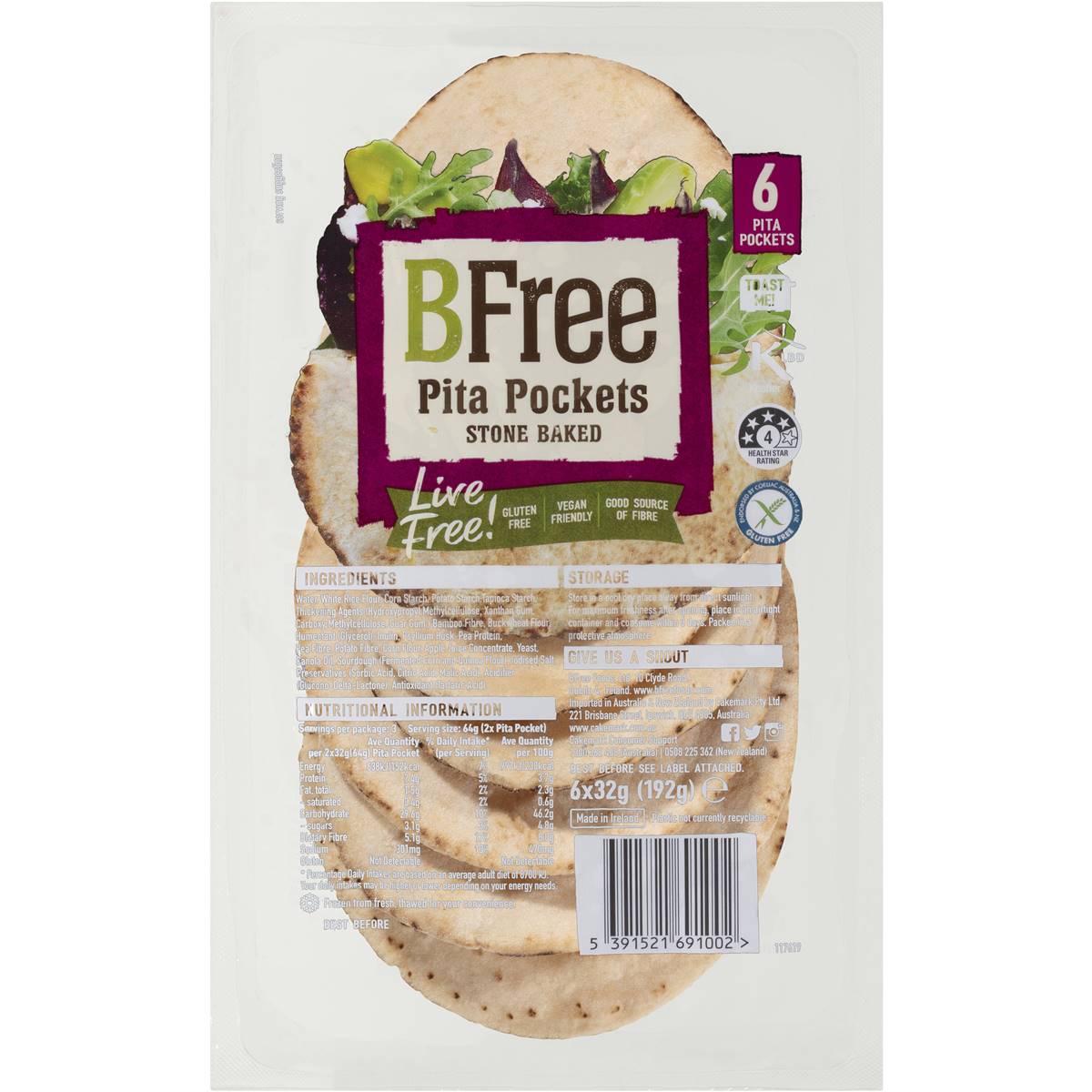 Bfree Pita Pockets 6 Pack – Gluten Free Products of Australia