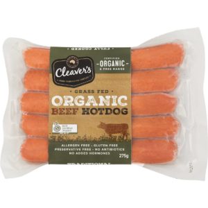 Cleaver's Organic Beef Hot Dogs 275g