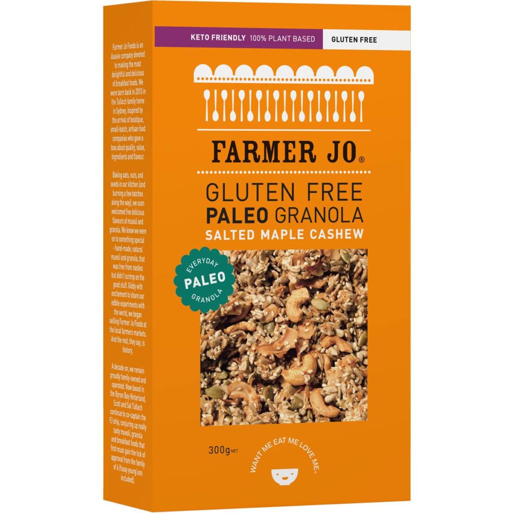 Farmer Jo Gluten Free Paleo Granola Salted Maple Cashew 300g