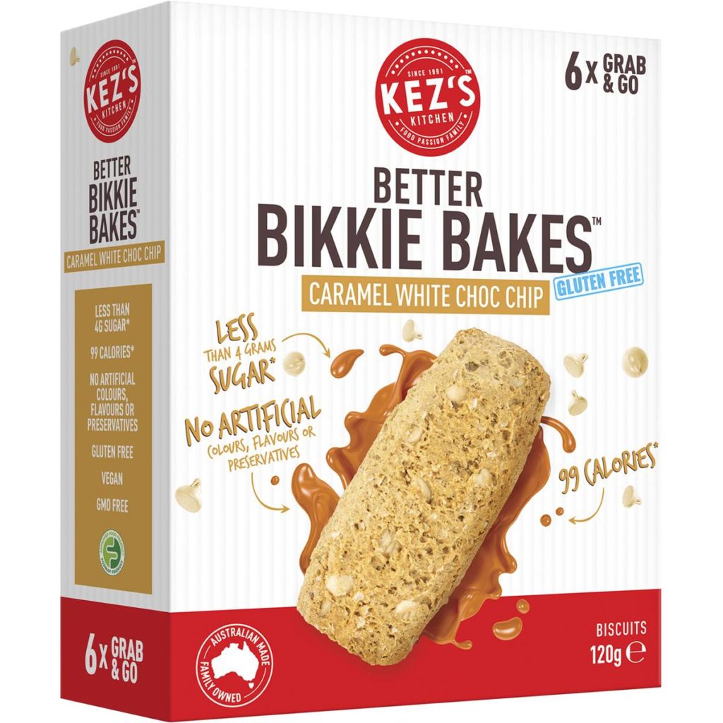 Kez's Kitchen Better Bikkie Bakes Caramel White Choc Chip 120g