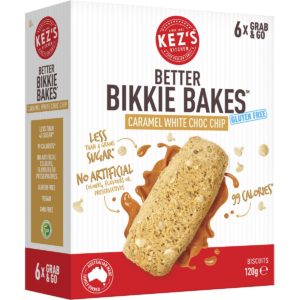 Kez's Kitchen Better Bikkie Bakes Caramel White Choc Chip 120g