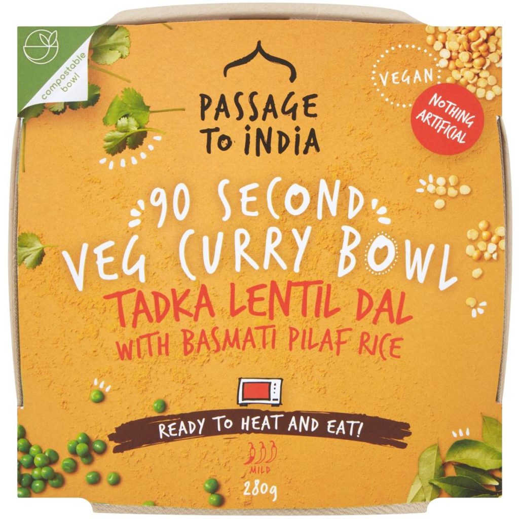 Passage To India Veg Curry Bowl Tadka Lentil Dal With Rice 280g
