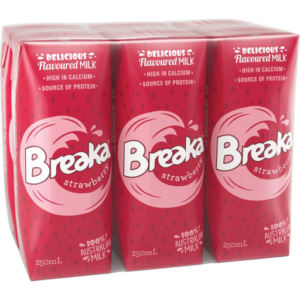 Breaka Strawberry Flavoured Milk 6x250ml