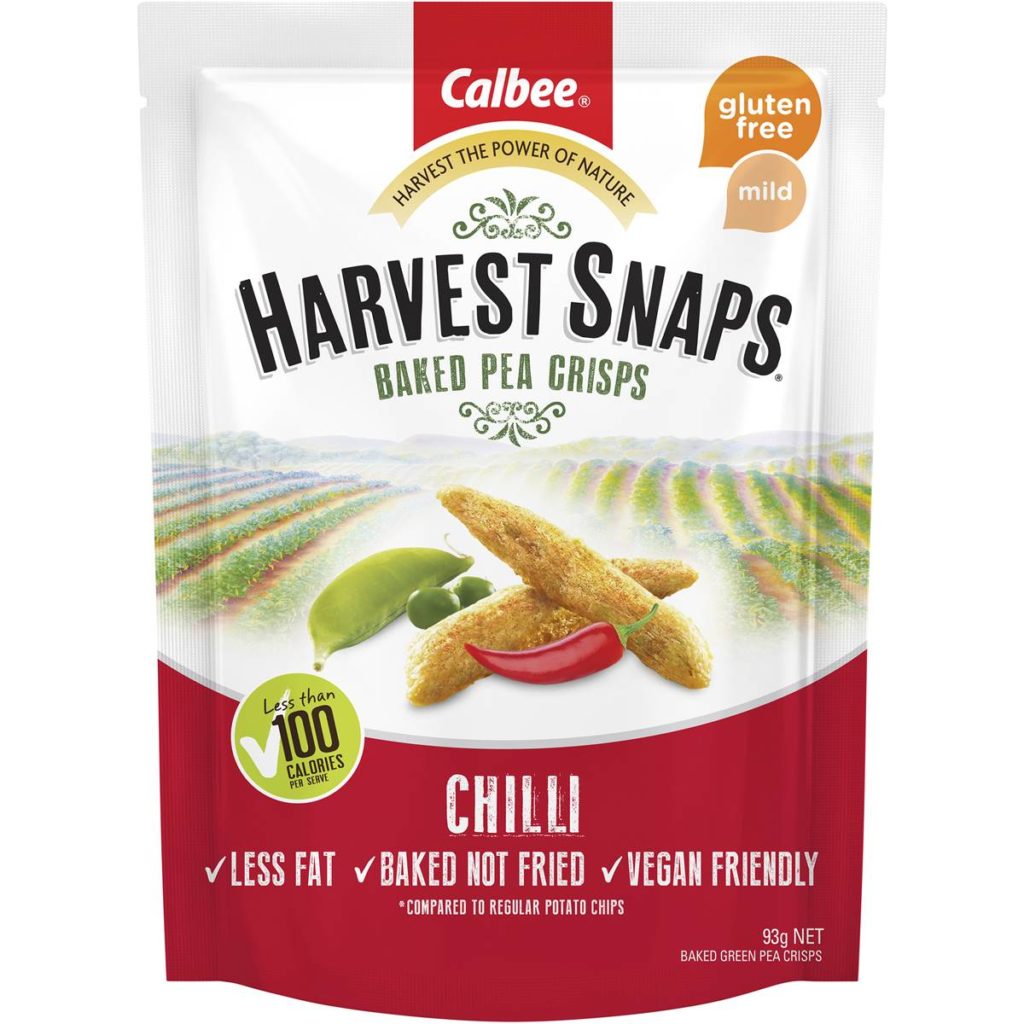 Calbee Harvest Snaps Pea Chilli Baked Crisps 93g