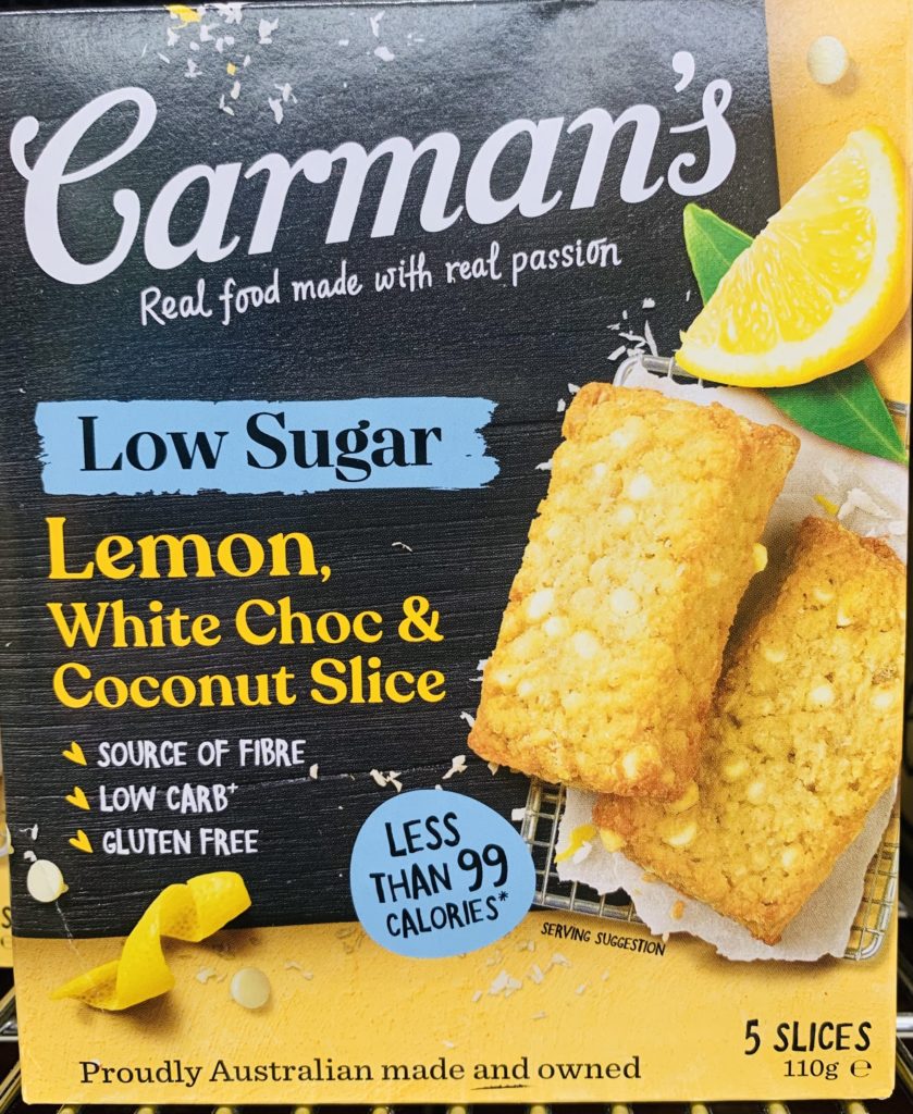 Carmen's Low Sugar lemon, White Choc & Coconut Slice 110g