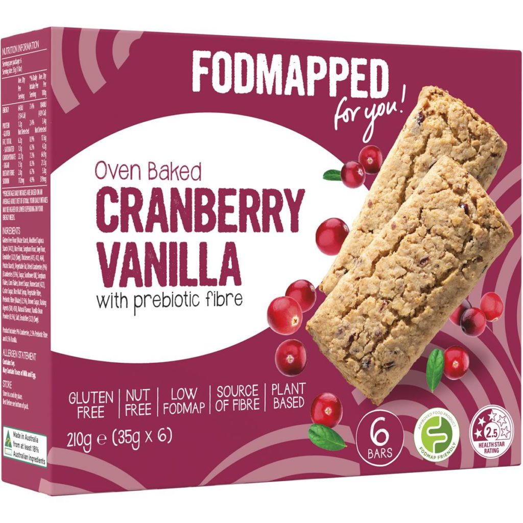 Fodmapped Oven Baked Bars Cranberry Vanilla 210g