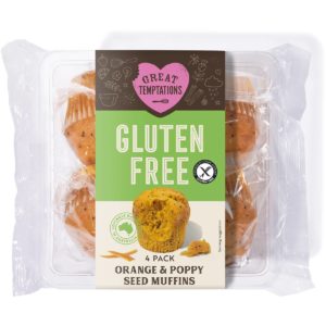 Great Temptations Gluten Free Orange & Poppy Seed Muffins 4 Pack