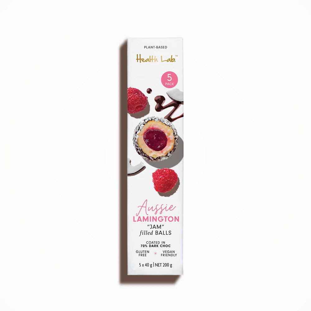 Health Lab Aussie Lamington Jam Filled Chocolate Coated Balls 5 Pack