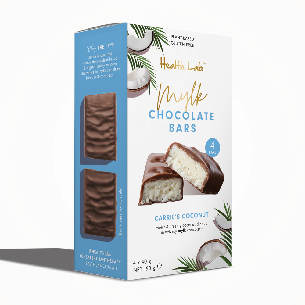 Health Lab Mylk Carrie's Coconut Chocolate Bar 4 Pack