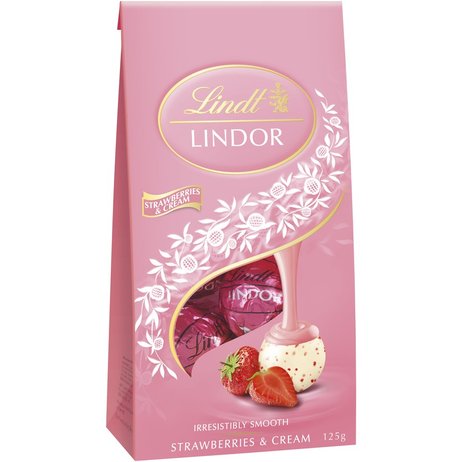 Lindt Lindor Strawberries & Cream Bag 125g