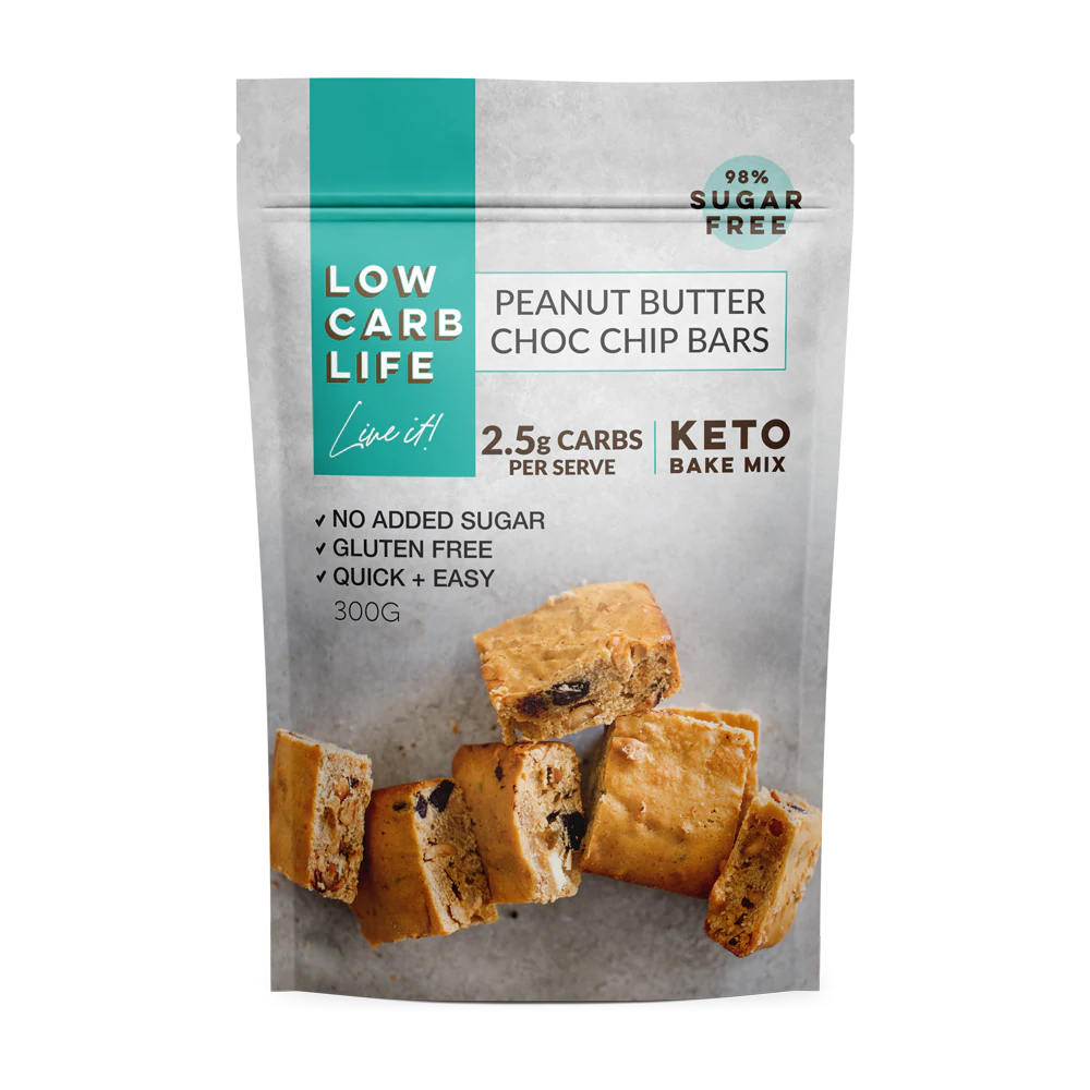 Low Carb Life Peanut Butter Choc Chip Bars Keto Bake Mix 300g
