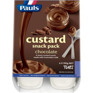 Pauls Custard Snack Pack Chocolate 150gx 6 Pack