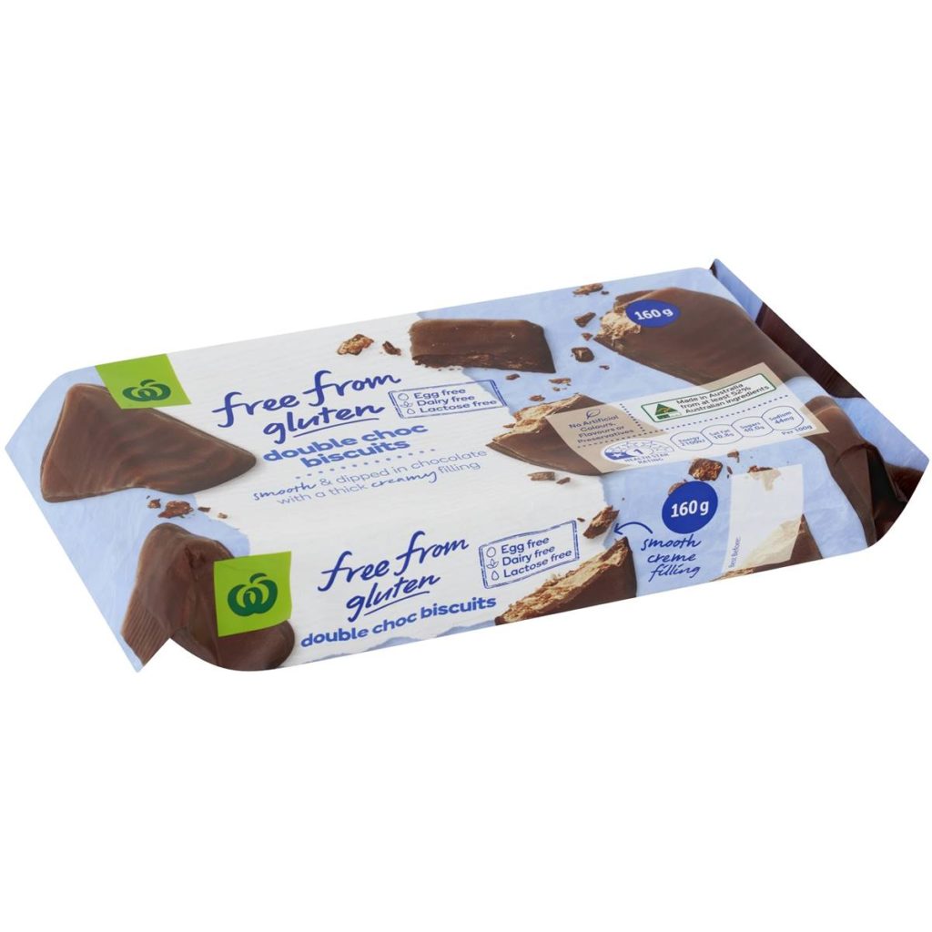 Woolworths Free From Gluten Double Choc Biscuit 160g