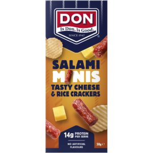 Don Salami Minis, Tasty Cheese & Rice Crackers 50g