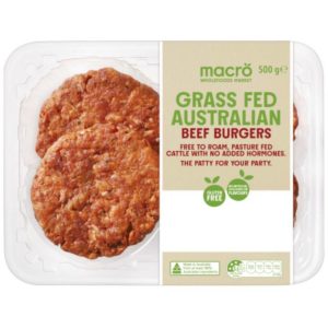 Macro Grass Fed Beef Burger 500g
