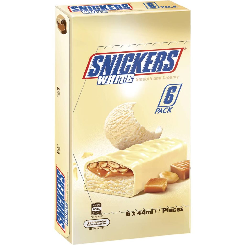 Snickers White Chocolate Ice Cream Bars 6 Pack