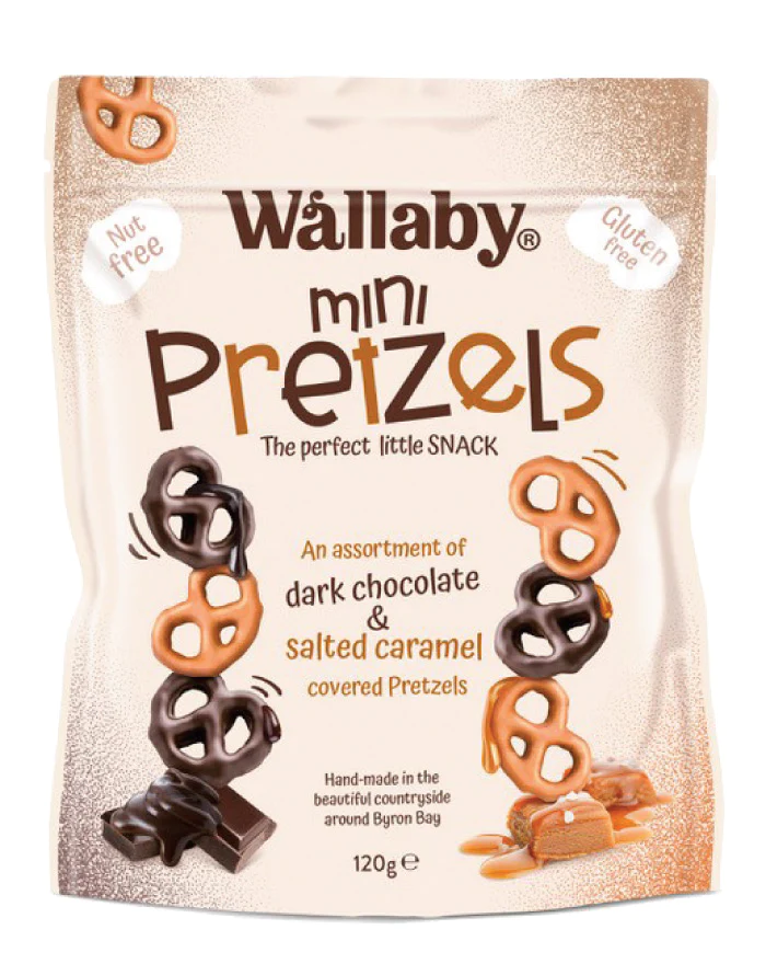 Wallaby Mini Assorted Chocolate Pretzels 120g