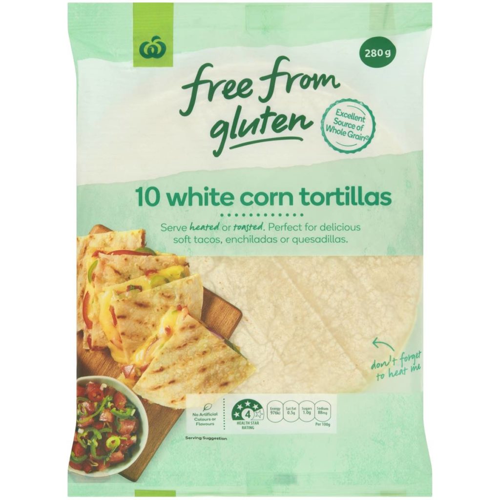 Woolworths Free From Gluten Ingredients Tortilla Corn 280g