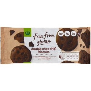 Woolworths Free From Gluten Double Choc Chip Biscuits 160g