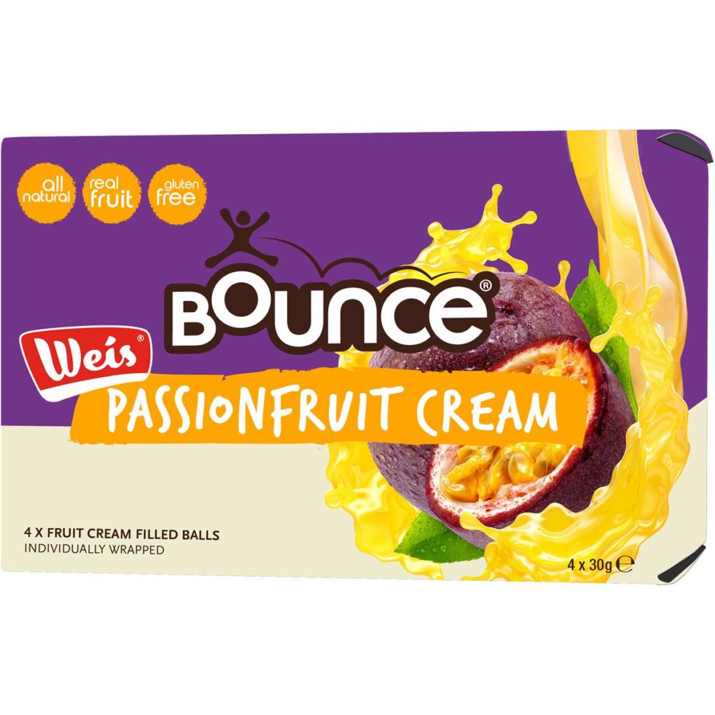 Bounce Weis Passionfruit Cream Filled Balls 4 Pack
