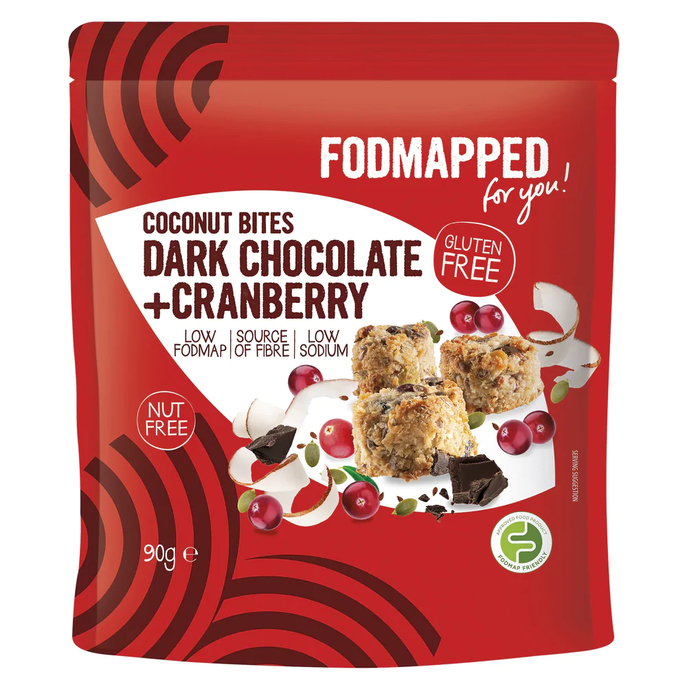 FODMAPPED For You Coconut Bites Dark Chocolate & Cranberry 90g