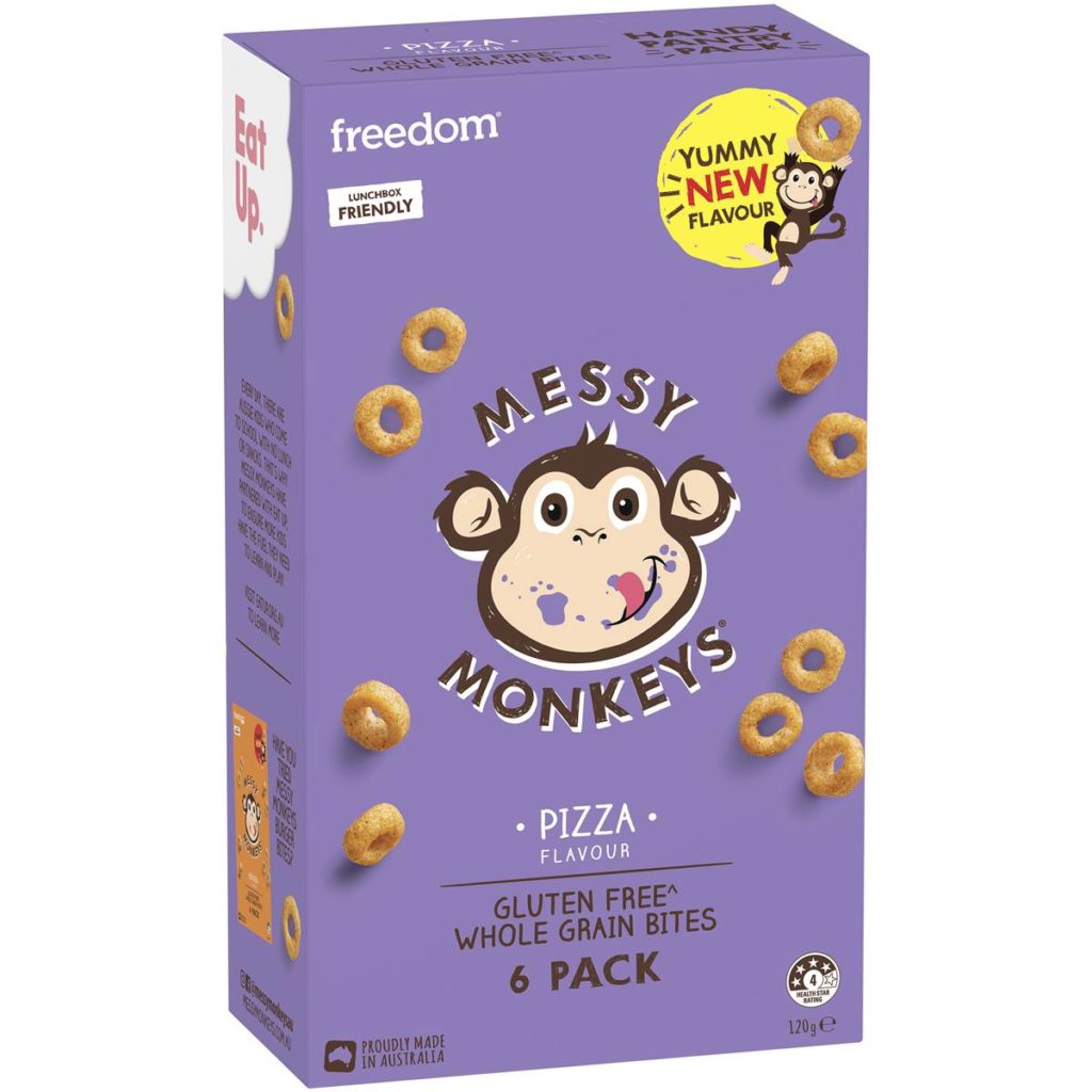 Messy Monkeys Gluten Free Whole Grain Bites Pizza Flavour 6 Pack