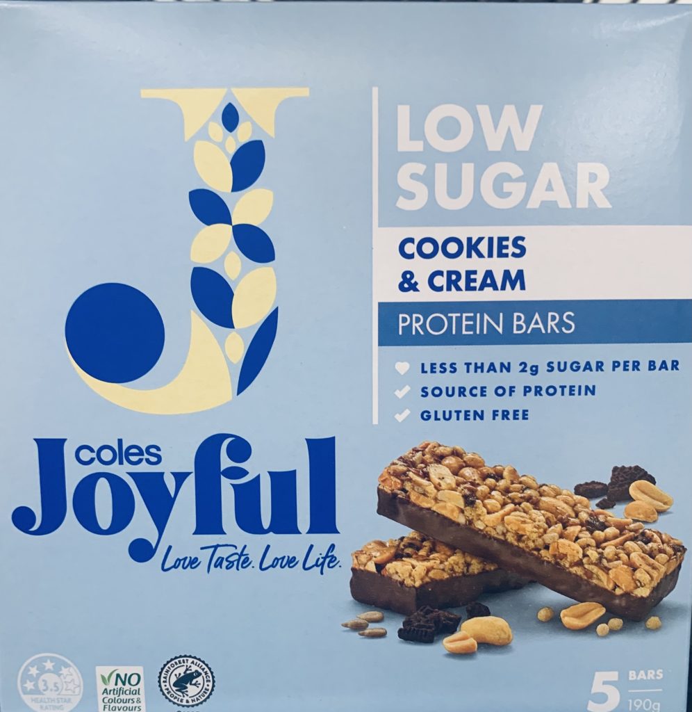 Coles Joyful Protein Bars Cookies And Cream 190g