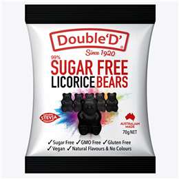 Double D Sugar Free Licorice Bears 70g
