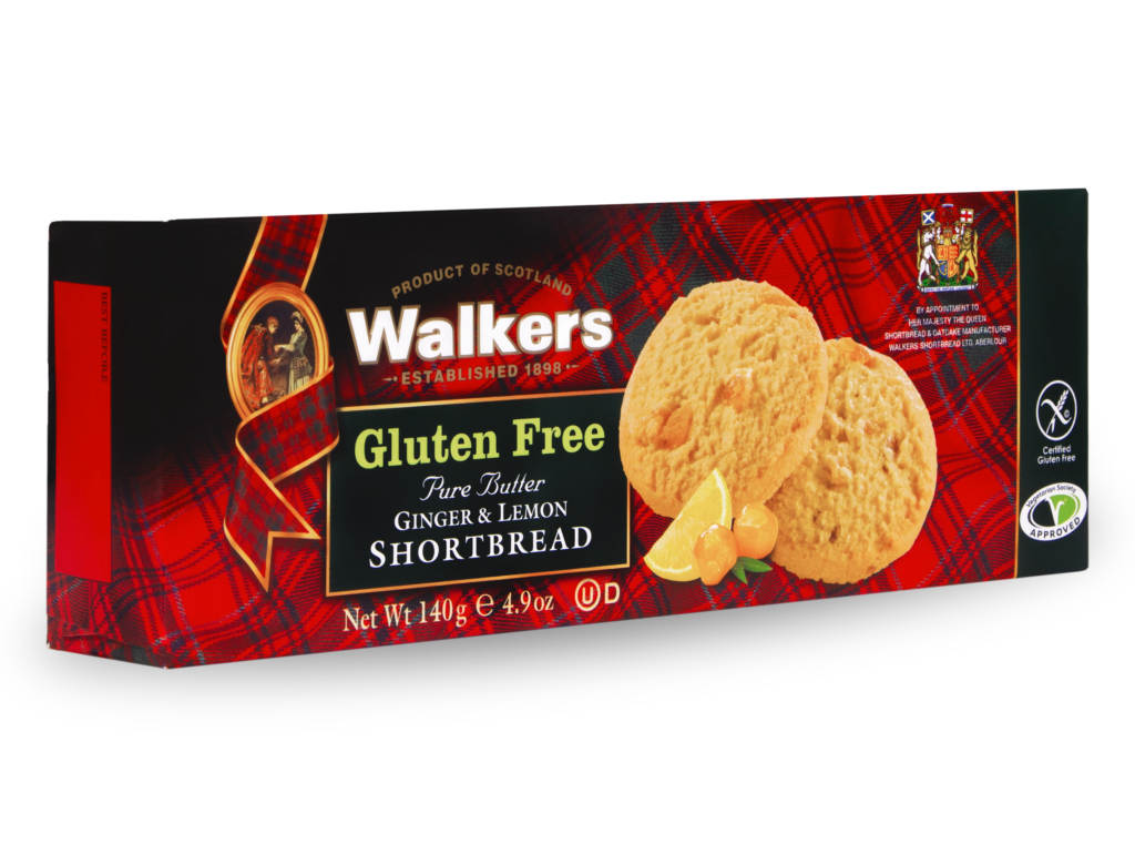 Walkers Gluten Free Ginger & Lemon Shortbread 140g