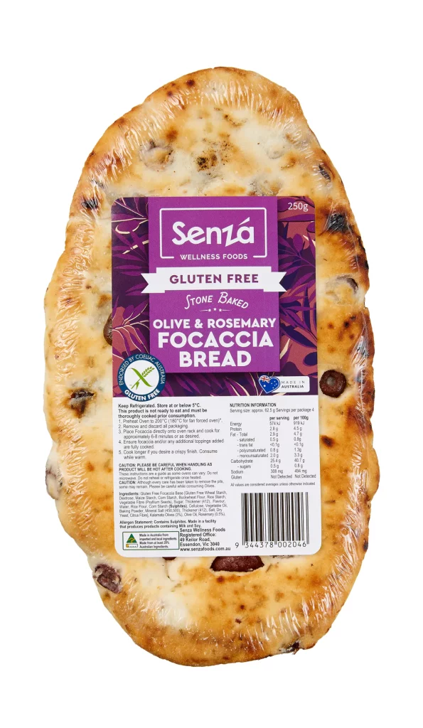Senza - Gluten Free Olive & Rosemary Focaccia 250g