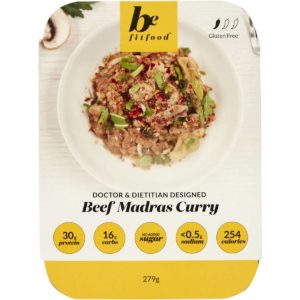 Be Fit Food Beef Madras Curry Gluten Free Frozen Meal 279g