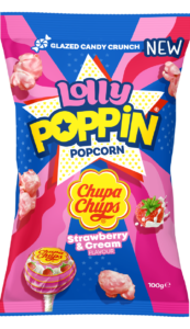 Lolly Poppin Popcorn Chupa Chups Strawberry & Cream 100g