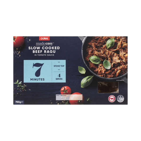 Coles Made Easy Slow Cooked Beef Ragu In Tomato Sauce | 750g