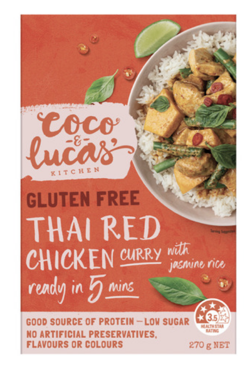 Coco & Lucas Gluten Free Thai Red Curry With Rice 270g
