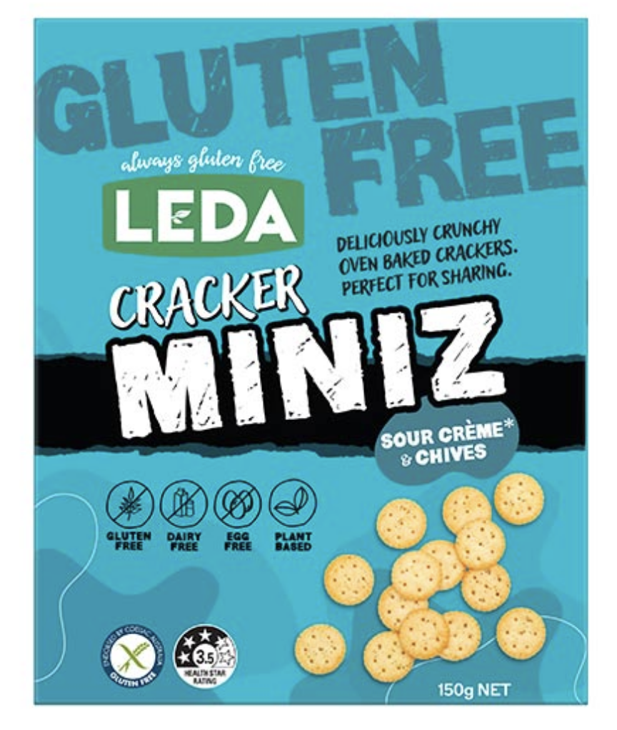 Leda Gluten Free Cracker Miniz Sour Creme & Chives Flavour - 150g