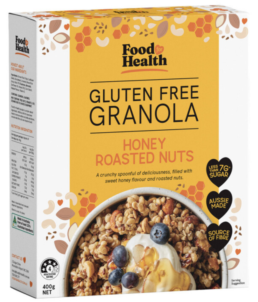 Food For Health Gluten Free Granola Honey Roasted Nut 400g