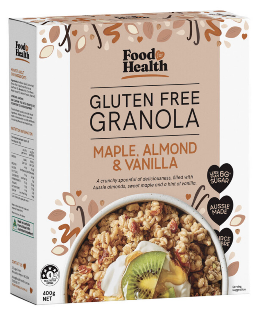 Food For Health Gluten Free Granola Maple Almond & Vanilla 400g