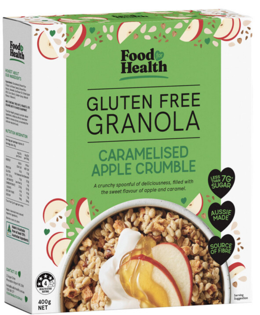Food For Health Gluten Free Granola Caramelised Apple Crumble 400g